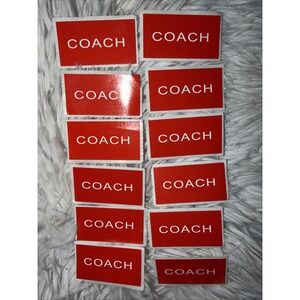 Coach Logo Stickers Red White Rectangular Adhesive Decals Set of 12 Accessory